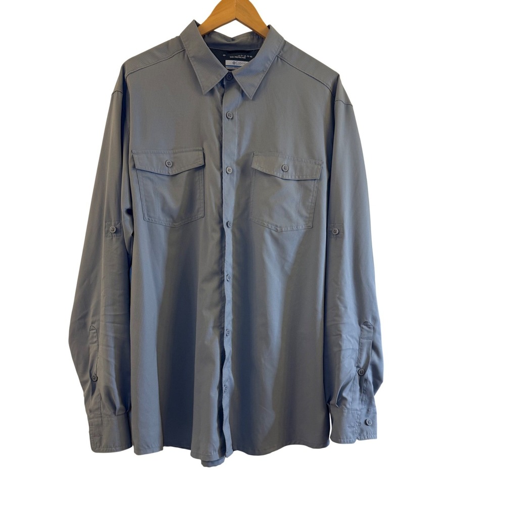 Columbia Men's Gray Sun Protection Long Sleeve Button Up Shirt XL Omni-Shade - Picture 4 of 12